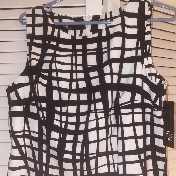 AGB Chic Black and White Grid Midi Dress - Picture 4 of 8